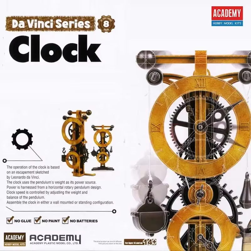 Model Kit Academy - Academie-assemblagemodelset, Da Vinci Science Series 18150-klok,