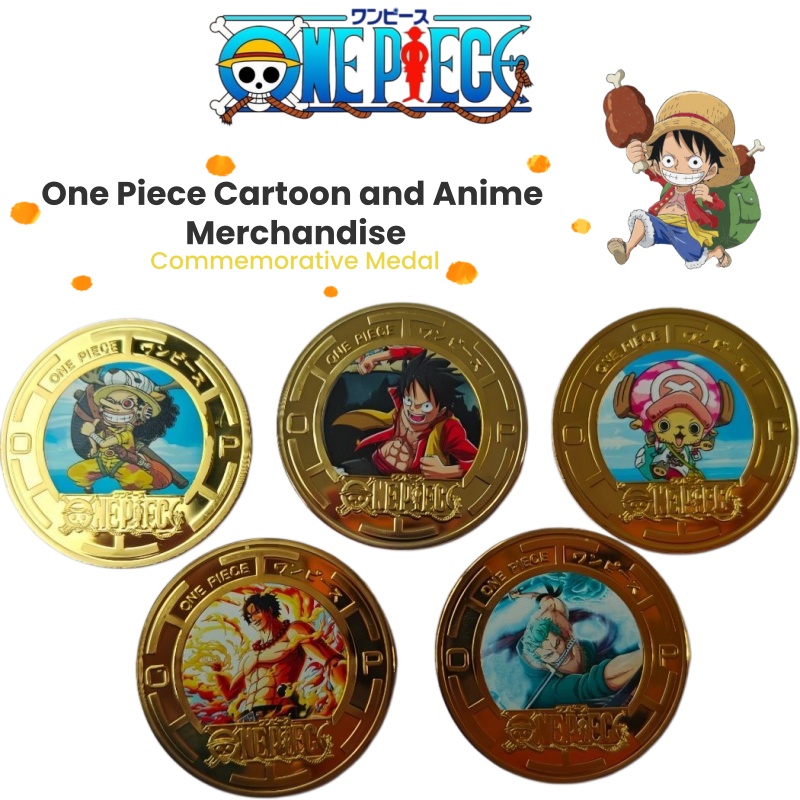 Model Kit Anime - One Piece cartoonfiguur creatieve metalen herdenkingsmunt,