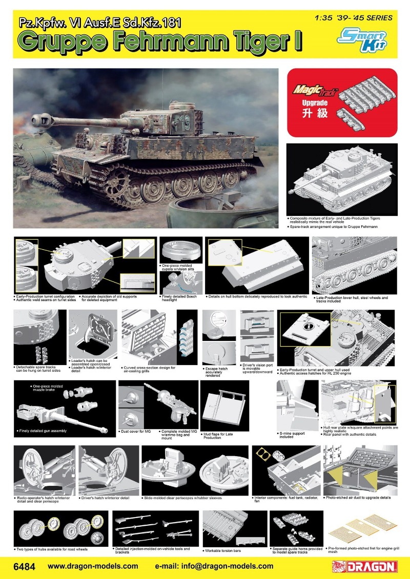 Model Kit Dragon - Dragon 6484, 1/35 Tiger I, Gruppe