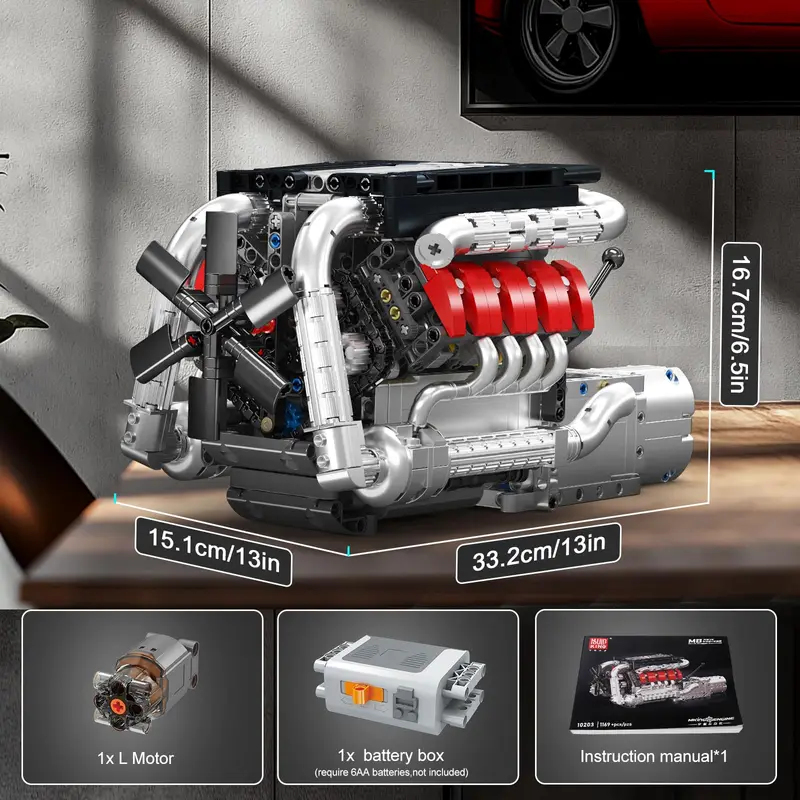 Mould King 10203 1169-delige S - Model Kit V8 Engine recensie en prijs